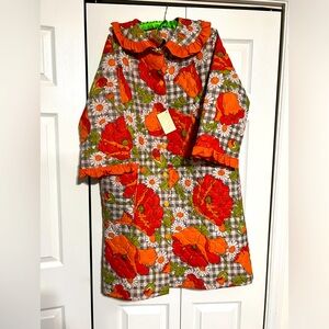 Vintage Housecoat, Red/Orange Poppy
